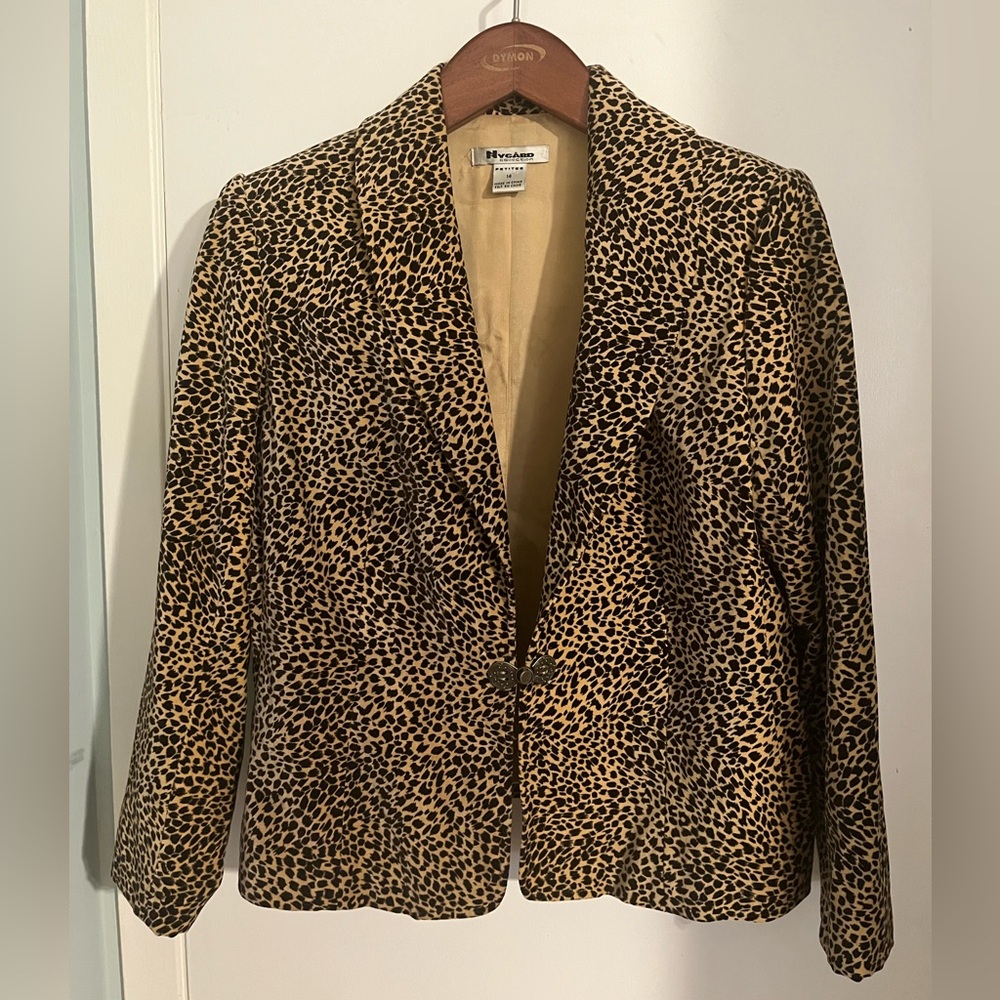 Nygård Collection Leopard Print Velvet Blazer (Petite 14)